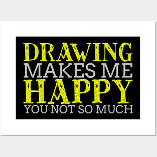 Drawing Makes Me Happy Cool Creative Typography Design Posters and Art